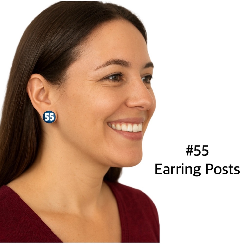 Team Caliber #55 Blue Button Stud Earrings Sports Racing Fan Jewelry